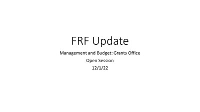 FRF Update